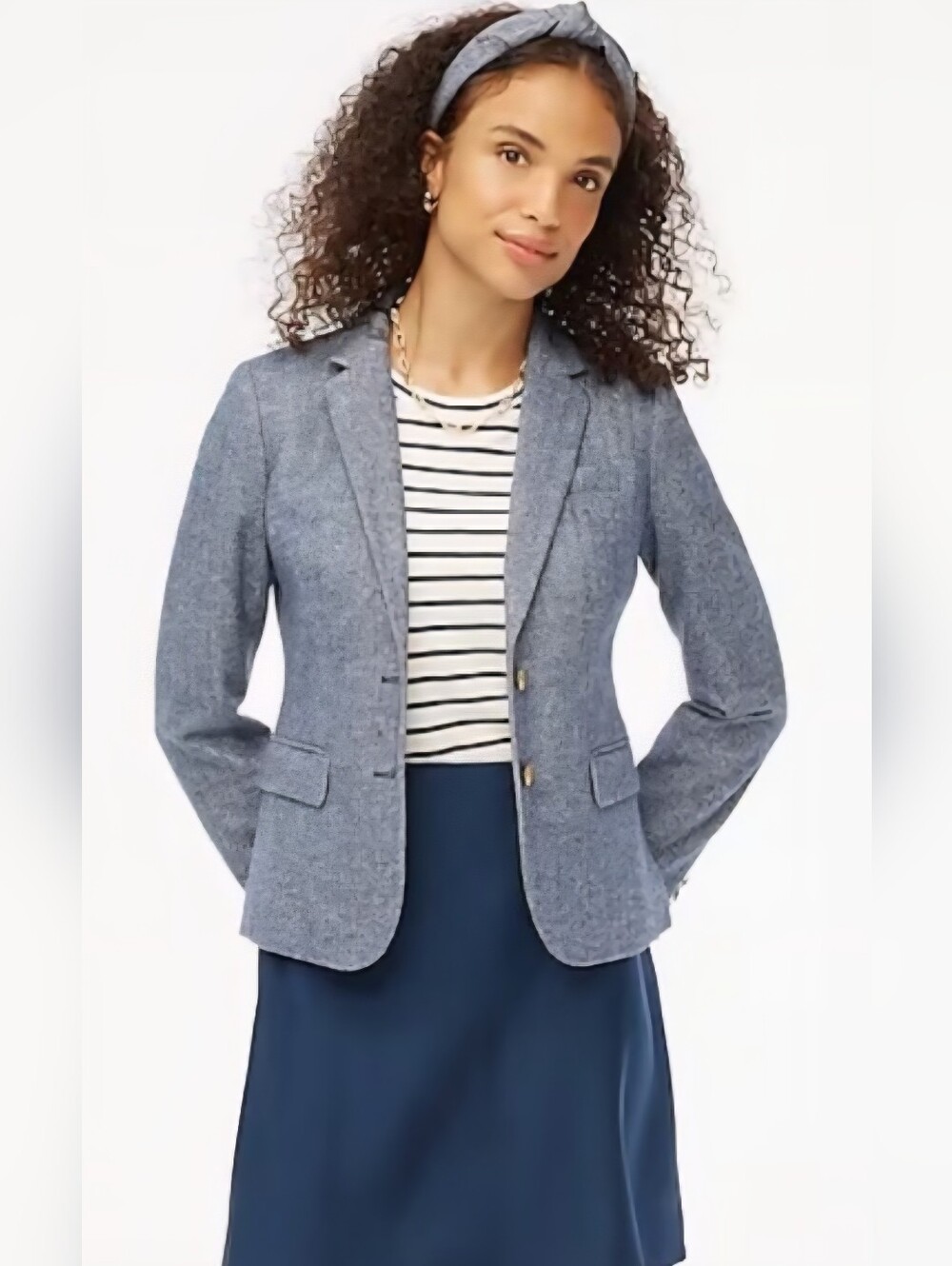 J. Crew Factory Schoolboy Heathered Blue Tailored Blazer Size 4
